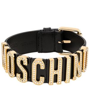 Moschino Logo Plaque Choker Necklace - Black