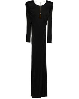 Elisabetta Franchi Long-Sleeved Maxi Dress - Black