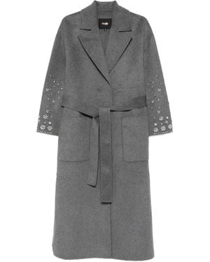 Maje Abrigo con botones y cinturón - Gris