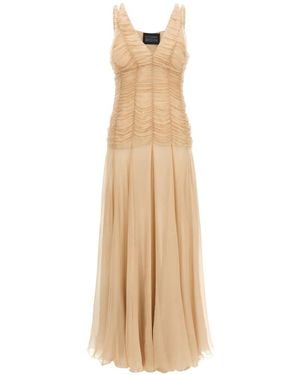 Giovanni bedin Smocked Silk-Chiffon Dress - White