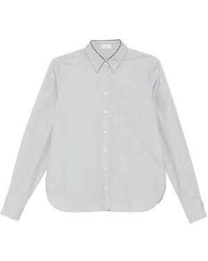 Brunello Cucinelli Pinstripe Shirt With Button-Down Design - White