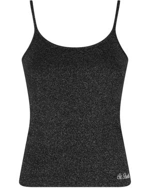 MC2 Saint Barth Zaira Lurex-Knit Top - Black