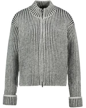 Rains Sapa Ribbed-Knit Zip-Up Cardigan - Gray