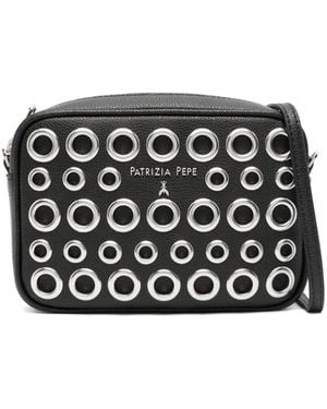 Patrizia Pepe Eyelet-Embellished Cross Body Bag - Black