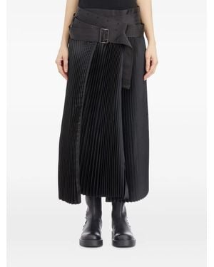 Junya Watanabe Pleated Belted Maxi Skirt - Black
