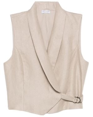 Brunello Cucinelli Buckle-Fastening Waistcoat - White