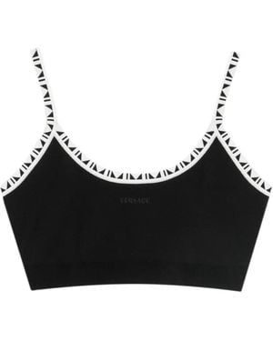 Versace Cropped-Top Mit Greca-Besatz - Schwarz
