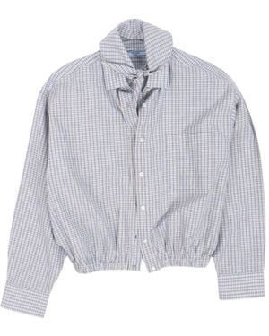 Prada Camisa A Cuadros Con Dobladillo Elástico - Gris