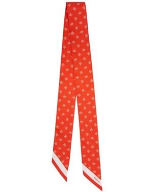 Mulberry Foulard En Soie À Logo Imprimé - Rouge