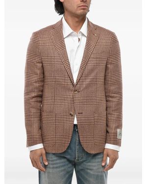 Corneliani Single-Breasted Plaid Blazer - Brown