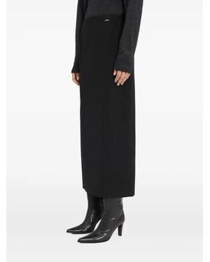MM6 by Maison Margiela Long Wool Blend Skirt - Black