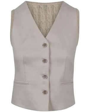 Max Mara Cable-knit panelled waistcoat - Grau