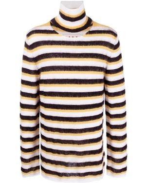 Marni ストライプ タートルネック セーター - ホワイト