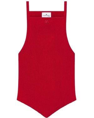 Courreges Débardeur En Maille À Design Nervurée - Rouge