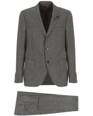 Lardini Flower-Button Suit - Gray