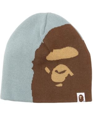 A Bathing Ape Ape Head Intarsia-Knit Beanie Hat - Gray