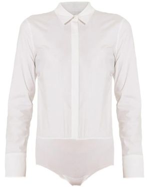 Wolford Cotton-Poplin Collared Bodysuit - White