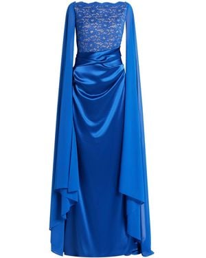 Talbot Runhof Cape-Design Maxi Dress - Blue