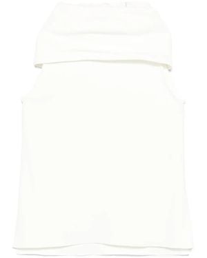 Another Tomorrow Cowl-Neck Blouse - White