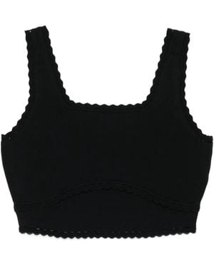 Sandro Cropped Decorative Knit Top - Black