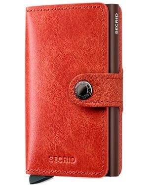 Secrid Leather Button Card Holder - Red