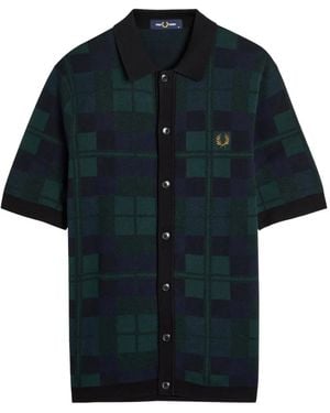 Fred Perry Tartan Button-Up Shirt - Black