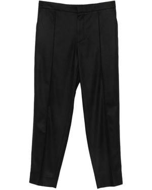 ZEGNA Elasticated-Waistband Pressed-Crease Trousers - Black