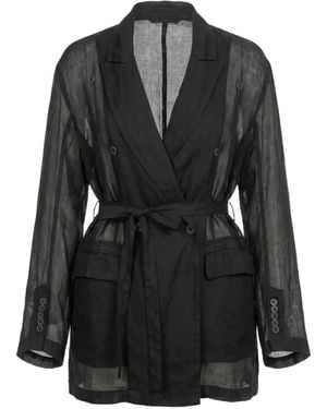Masnada Double-Breasted Belted Jacket - Black