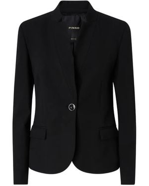 Pinko Mandarin-Collar Single-Breasted Blazer - Black