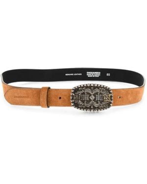 DSquared² Logo-Buckle Belt - White