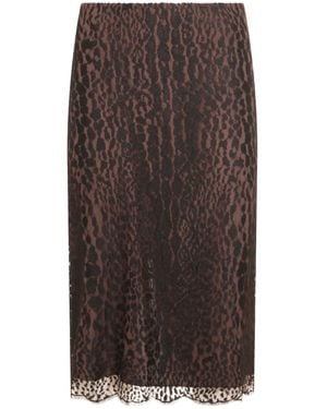 Tom Ford Falda De Encaje Con Estampado De Leopardo - Marrón