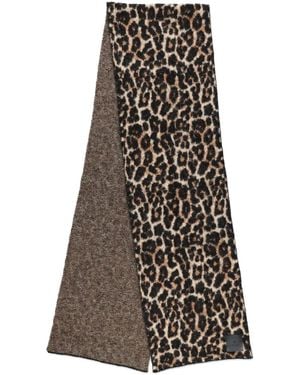 Anine Bing Leopard Print Wool Scarf - White