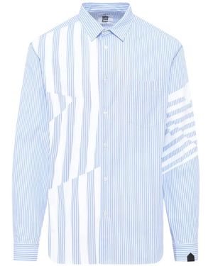 Noir Kei Ninomiya Printed Striped Shirt - Blue