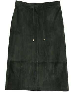 Max Mara Jupe Mi-Longue En Daim À Lien De Resserrage - Green