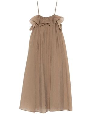 ELEH Ruffle-Detail Maxi Dress - Natural