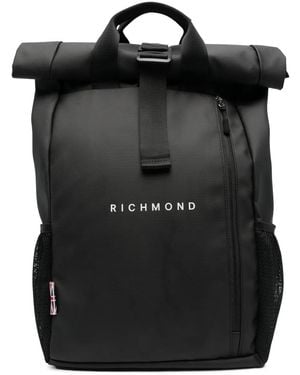 John Richmond Logo-Print Backpack - Black