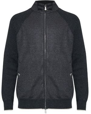 Eleventy Ribbed Zip Jacket - Blue