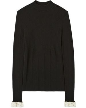 Claudie Pierlot Ribbed-Knit Mock-Neck Jumper - Black