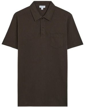 Sunspel Riviera Cotton Polo Shirt - Black