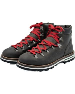 Monpiz Lace-Up Leather Boots - Red