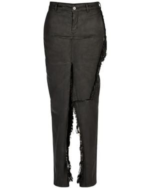 Rick Owens Falda Larga Con Flecos - Negro