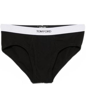 Tom Ford Logo-Waistband Briefs - Black