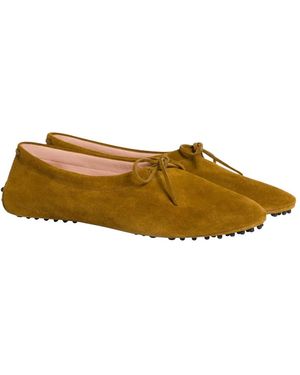 Alberta Ferretti Bow-Detail Pebble-Sole Loafers - Yellow