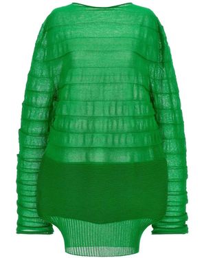 Issey Miyake Contrasting Knitted Moving Knit Top - Green