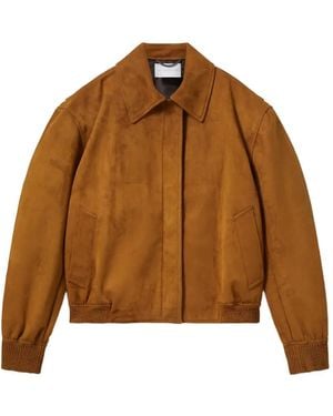 Stella McCartney Collared Ribbed-Trim Jacket - Brown