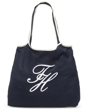 Tommy Hilfiger Embroidered-Logo Canvas Tote Bag - Blue