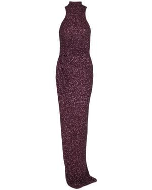 Balmain High-Neck Sequin Dress - Purple