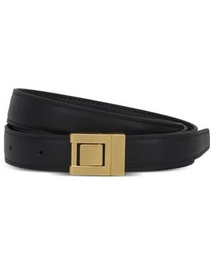 POTAMY Square-Buckle Leather Belt - Black