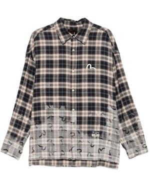 Evisu Check-Pattern Shirt - White