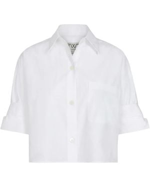 Twp Cropped Blouse Met Korte Mouwen - Wit